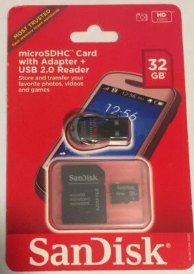 SanDisk 32GB microSDHC UHS-I Card with Adapter + USB 2.0 Reader Brand New - Image 1 of 2