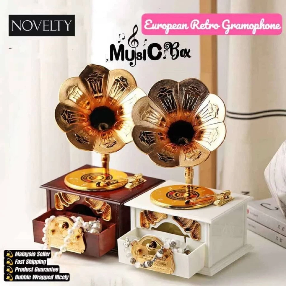 European Vintage Retro Record Gramophone Music Box Home Nordic Decoration - Image 1 of 4
