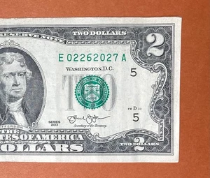 February 26, 2027 (E 02262027 A) Birthday Note $2 Two Dollar Bill - Picture 1 of 3