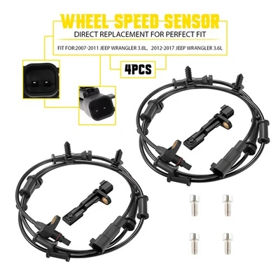 Front+Rear Left & Right Wheel ABS Speed Sensor For 2007 2008-17 Jeep Wrangler 4x - Image 1 of 4