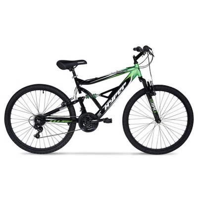 Bicicleta de montaña Hyper Bicycles Shocker 26" para hombre, negra/verde Foto 1 de 4