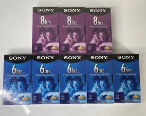 Sony T120VL / T160VL (Lot Of 8) Blank 6 / 8 Hour New VHS Tapes Vivid Color Hi Fi - Picture 1 of 2