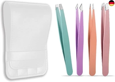 zoerbufan Pinzetten Set, 4 Pack Pinzette aus Edelstahl, Augenbrauenpinzette