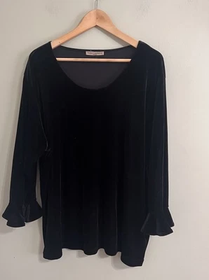 Черный бархатный топ с длинным рукавом Susan Graver размер Tag Is Missing Whimsigoth - Изображение 1 из 4