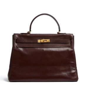 Hermès 1981 Sac Kelly 35 Burgundy Dark Red Leather Bag Hermes - Bild 1 von 5