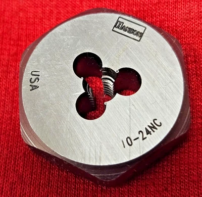 10-24 X 1" Hex Die Irwin 6428 Carbon Steel SAE USA RH Rethreading Hanson 10/24