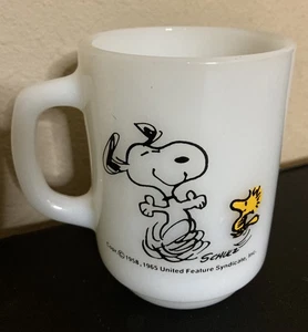 Fire King Anchor Hocking Snoopy Woodstock At Times Life Is Pure Joy Coffee Mug - Picture 1 of 6