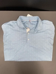 JOHNNIE-O Performance Golf Polo Button Shirt Gulf Blue & White Mens Size XL - Picture 1 of 5