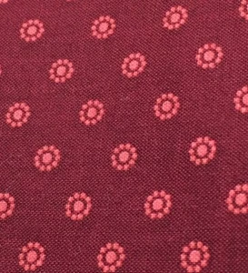 Vintage Cranston Fabric Tiny Pink Medallion on Maroon 3/4 Yard - Picture 1 of 3