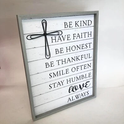 Decoración de pared inspiradora con marco colgante de madera, AMOR FE, TAN, KFUL, 11x14", Foto 1 de 4