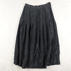 Vintage Royal Silk Skirt Womens 8 Black Pleated Long Hong Kong - Picture 1 of 14