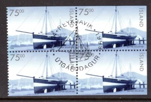 Iceland Scott # 879a VF Used 1999 Ships Booklet Pane of 4 - Picture 1 of 1