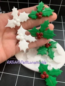Poinsettia Holly berries & leaves silicone mold size large for-Resin-handcrafts - Picture 1 of 9