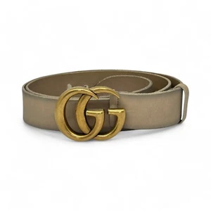 Authentic Gucci Belt Marmont Distressed Leather Ivory Golden Buckle size 105/42 - Picture 1 of 13