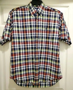 Camisa Ralph Lauren Blake Para Hombres Mediana Abotonada Manga Corta Cuadros Multicolor - Imagen 1 de 7