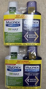 LOT OF 4 Mucinex Cold & Flu Day & Night FastMax Nightshift Liquid 12oz EXP 2026+ - Picture 1 of 2