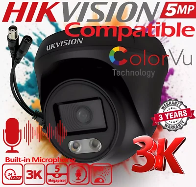 Hikvision COMPATIBLE CCTV Security 5MP Audio Mic Camera ColorVu Night Vision UK - Image 1 of 4