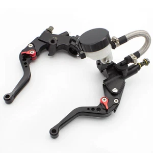 Universal Motorcycle 7/8'' 22MM Brake Clutch Master Cylinder Lever Set Reservoir - Picture 1 of 10
