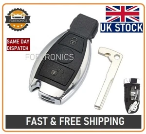 NEW For MERCEDES BENZ 2 BUTTON SMART KEY FOB REMOTE CASE WITH BLADE & LOGO A86 - Picture 1 of 3