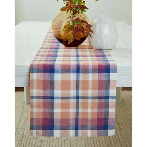 Solino Home Linen Table Runner for Autumn Thanksgiving Flax, Fall Flavors Madras - Picture 1 of 4