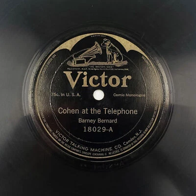 Barney Bernard Cohen At The Telephone 78 RPM Single Record Victor 1916 Y Foto 1 de 3