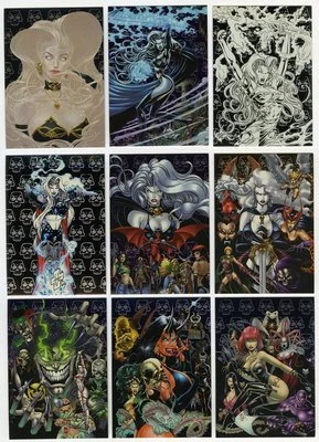 LADY DEATH Covenant TRADING CARDS, Silver Etch FOIL INSERT Set (9 Cards per Set) - Image 1 of 4