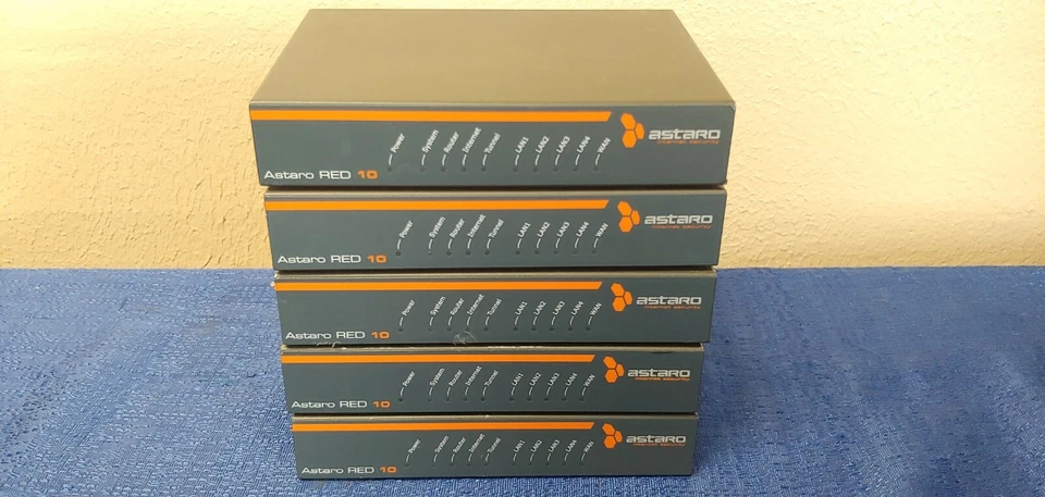 Lote de 5 dispositivos de seguridad de red Ethernet remotos Astaro RED 10 Rev 2 12V 1000mA Foto 1 de 4