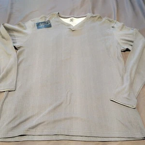 R&R CASUALS MEN’S LONG SLEEVE Grey Large SWEAT SHIRT V-NECK NICE - Picture 1 of 6