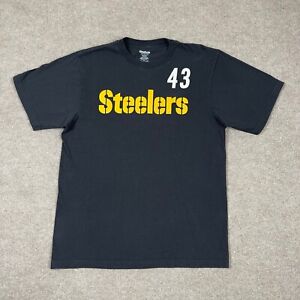 PITTSBURGH STEELERS T Shirt Men's Size L Black NFL Football 43 Polamalu Reebok