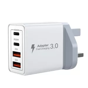 USB C Plug Fast Charge, 40W 4-Port Multi USB Charger Plug UK Dual Port PD Power - Picture 1 of 9