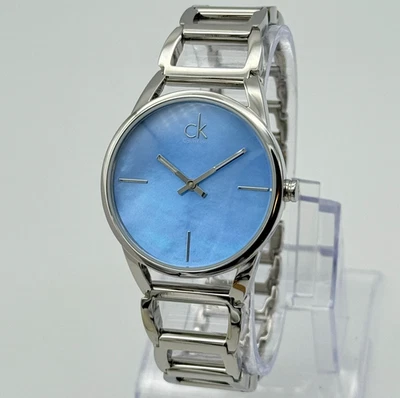 Nuevo reloj pulsera para mujer CALVIN KLEIN todo acero inoxidable esfera azul mop K3G231 Foto 1 de 4