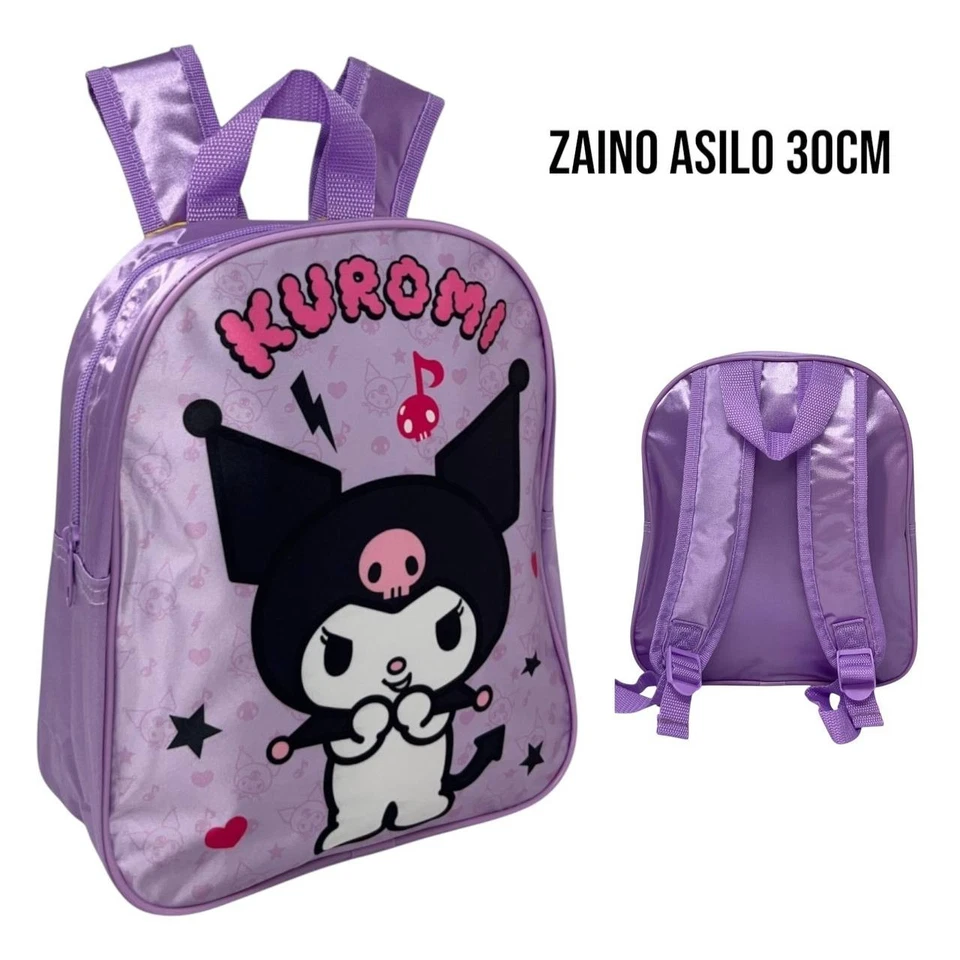 Zaino Scuola Bambina Kuromi 25x20x29 cm Zainetto Asilo Elementari con Cerniera - Immagine 1 di 1