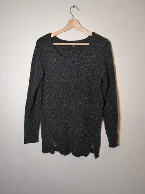 Suéter Relativity Para Mujer Pequeño Negro Con Manchas de Blanco Pullover Largo Ajustado Foto 1 de 4