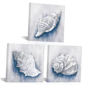  Seashells Canvas Wall Art Ocean Conch Shell Pictures Painting Modern Coastal  - Picture 1 of 7