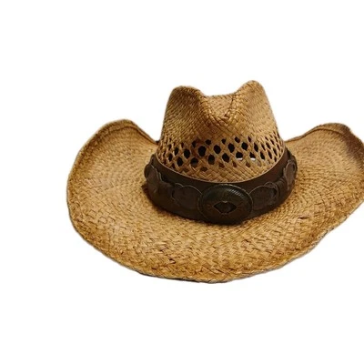 Sombrero de paja natural quemado Charlie 1 Horse para hombre con cuero y latón  Foto 1 de 4