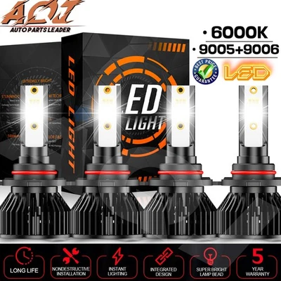 9005+9006 LED Headlight Light Bulbs Hi/Lo Beam 6000K For Chevrolet Sonora2000-06 - Изображение 1 из 4