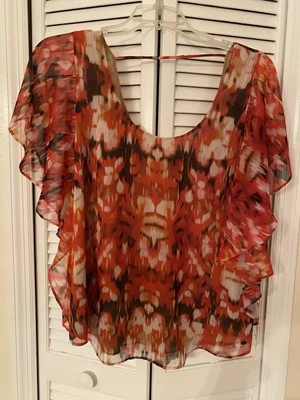 Guess Los Angeles Mujer Blusa Transparente Top Manga Corta Talla XL Fluida Sexy Playa Foto 1 de 4