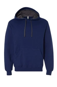 Fruit of the Loom- Unisex Sofspun Polar Pullover Sudadera con Capucha Azul/Gris Carbón Nuevo - Imagen 1 de 5