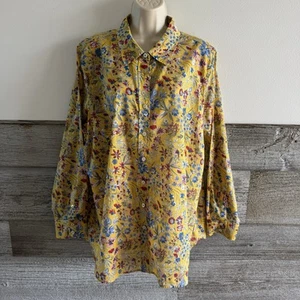 Talbots gelb und blau Blumen Button Down Hemd Grün Garten Größe 2X (R1) - Bild 1 von 9