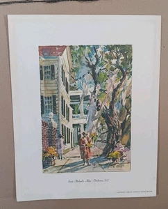 VIRGINIA FOUCHE BOLTON CALLEJÓN SAINT MICHAELS IMPRESIÓN LITOGRÁFICA FIRMADA 1982 10x8" - Imagen 1 de 8