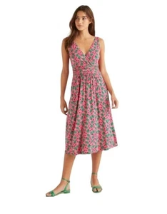 Vestido midi Boden verde sin mangas estampado con escote en V y cintura imperio EE. UU. 8L - Imagen 1 de 11