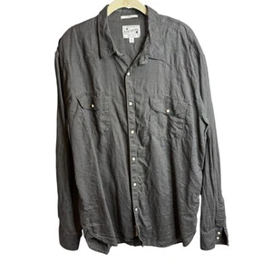 Lucky Brand Herren Hemd anthrazit grau Leinen Perlen Druckknopf Gr. XL Western Freizeit - Bild 1 von 13