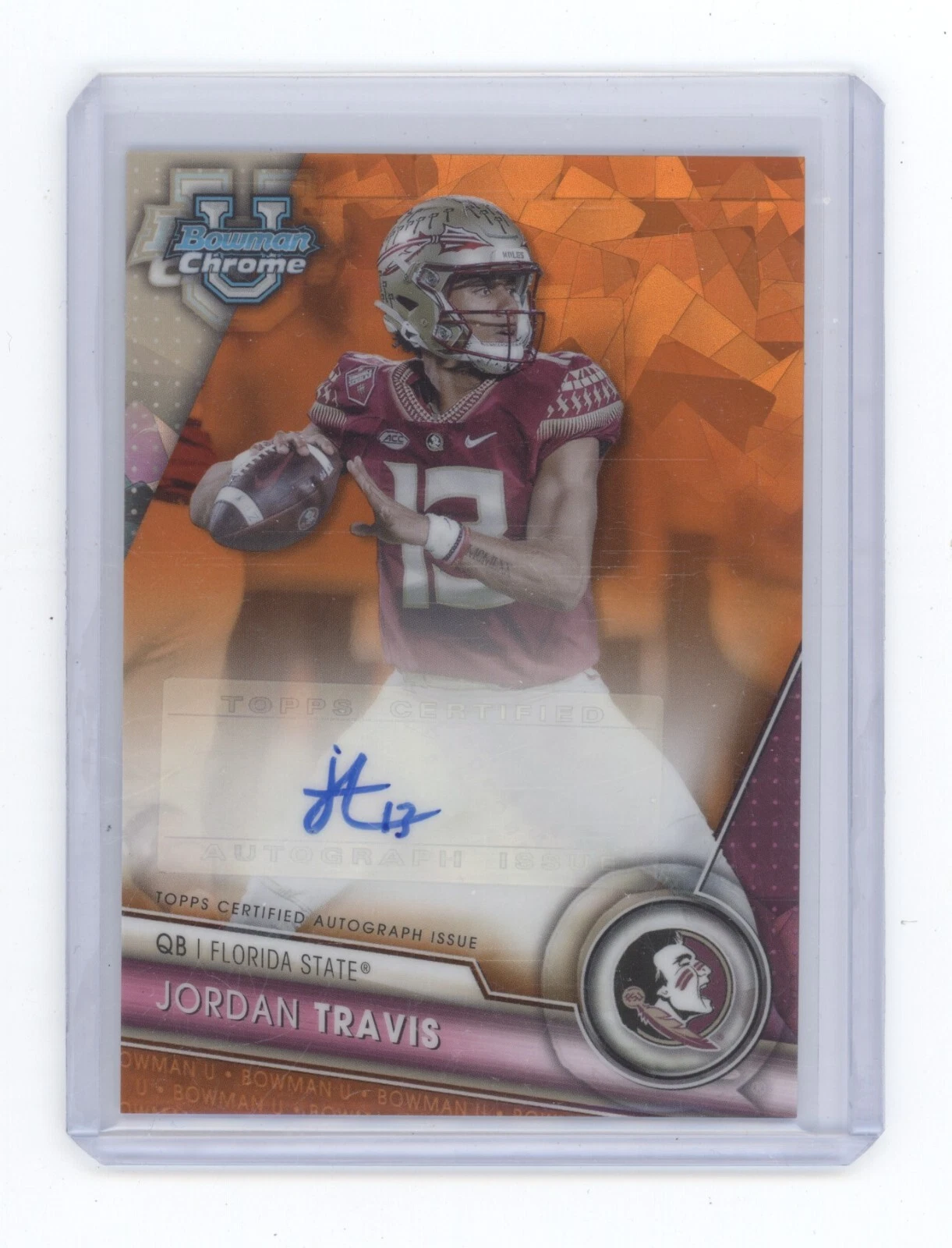JORDAN TRAVIS 2023 BOWMAN CHROME UNIVERSITY SAPPHIRE ORANGE AUTO /25 Q2150