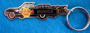 STOCKHOLM BLACK ENAMEL CADILLAC CONVERTIBLE ELDORADO CAR KEYCHAIN Hard Rock Cafe - Picture 1 of 1