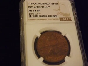 1959  P     Penny   Australia      NGC  MS 62 BN - Picture 1 of 2