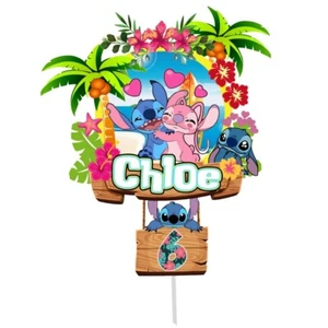 DECORACIÓN PARA TARTA DE CUMPLEAÑOS, CAKE TOPPER PERSONALIZADO, LILO & STITCH - Imagen 1 de 3