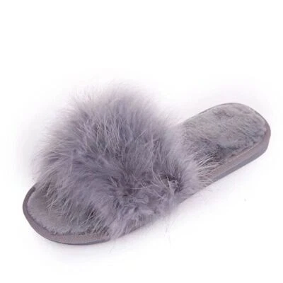 Zapatillas de espuma viscoelástica difusas para mujer Zapatos de casa de invierno Sandalias de piel Foto 1 de 4