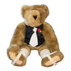 Peluche marron articulé ours cravate peluche Vermont Teddy Bear Company chaussures