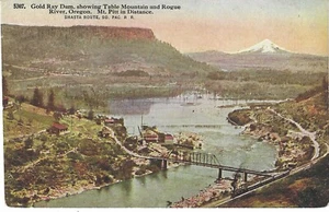 ROGUE RIVER OREGON -Table Mountain & Rogue River-Mount Pitt Postcard Shasta Rte. - Imagen 1 de 2