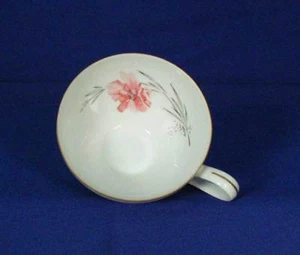 Taza de té KPM 710 rosa gris clavel vástago dorado Krister Mark Alemania - Imagen 1 de 5